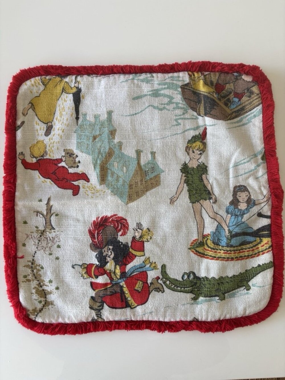 NEW Vintage Disney Peter Pan Pillow Sham Tinkerbell Fringe Collectible Denim NWT